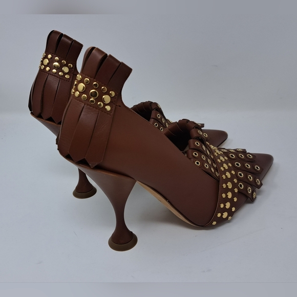 Burberry Goodall 105 Kiltie Fringe Leather Point Toe Pumps Heels 8 US 38 EU - Picture 11 of 16